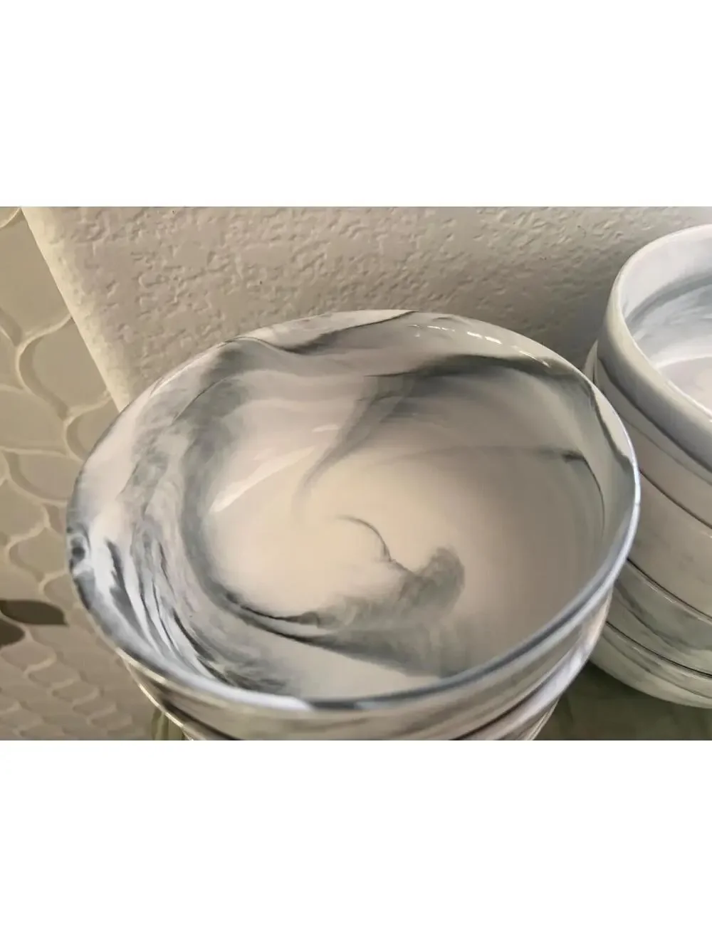 (6) Artisanal Kitchen Supply Coupe Cereal Bowl Gray Marble Swirl Stoneware 6”